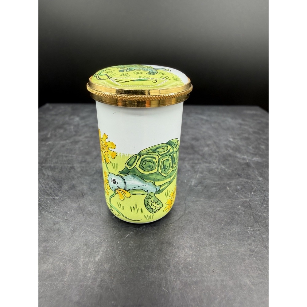 🐢 Vintage Crummels English Enamels Turtle Trinket Box – EUC ✨